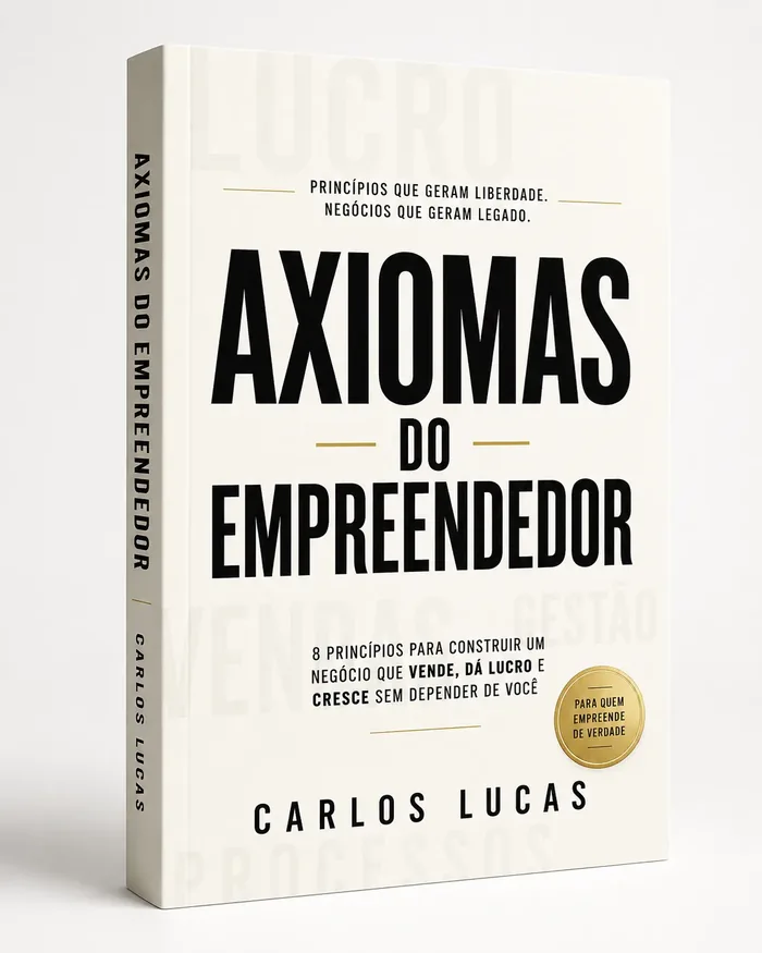 Mockup de Axiomas do Empreendedor, de Carlos Lucas, com capa off-white